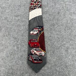 A. Rogers Tie Mens OS Race Cars Grey Red Novelty Racing EUC